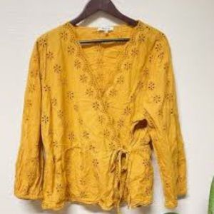 Madewell Yellow Eyelet Blouse
